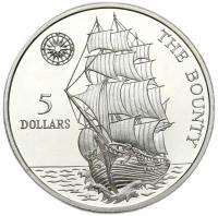 Niue. 5 dolarów 1992, HMS Bounty – SREBRO