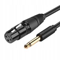 Kabel Audio XLR (żeński) - 6,35 mm Jack (męski) 2m Czarny Ugreen