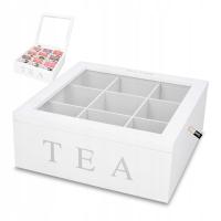 PUDEŁKO NA HERBATĘ HERBACIARKA ORGANIZER Z 9 PRZEGRÓDKAMI