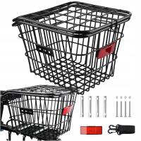 KOSZYK ROWEROWY KOSZ NA BAGAŻNIK ZAMYKANY Z ODBLASKIEM POJEMNY METALOWY