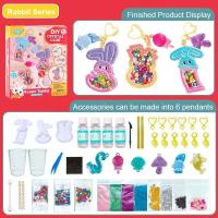 Kids DIY Crystal Glue Key chain Art Craft Set for Girls birthday Gift