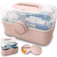 ORGANIZER POJEMNIK NA LEKI KASETKA APTECZKA DWUPOZIOMOWA Z BLOKADĄ DUŻY XXL