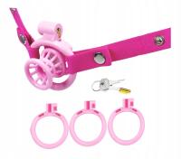 Розовый Легкий Пояс Верности Клетка Для Пениса Инвертированная Целомудрие 4 Кольца Ремень