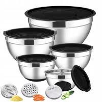 ZESTAW MISEK METALOWYCH DO SAŁATEK Z POKRYWKAMI MISKA Z POKRYWKĄ 5x KOMPLET