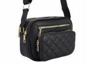 Torebka mała przewieszka miejska klasyczna na ramię 2 komory CZARNA