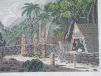 1809 rzadka ORYGINAŁ POLINEZJA NUKA-HIVA morai cmentarz egzotyka OCEANIA