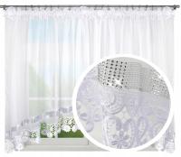 Готовая занавеска с гипюром, вуаль, стразы, бант 400x160 см