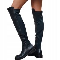 Kozaki damskie skórzane granatowe ZY1281