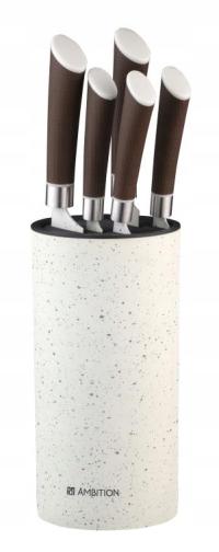 AMBITION NATURE KOMPLET 5 NOŻY W BLOKU KREMOWY