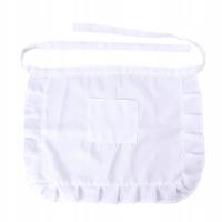 2SZT KORONKOWY FARTUCH KUCHENNY DAMSKI BIAŁY Z DUŻĄ KIESZENIĄ