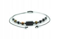 Bransoletka celebrytka czarny TURMALIN TYGRYSIE OKO HEMATYT ochrona i siła