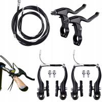Zestaw hamulców przód tył Hamulec V-brake linki klocki dźwignie MTB czarny