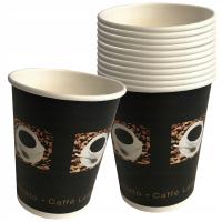 Кофейные бумажные стаканчики на вынос с печатью 240 мл 50шт темная кружка