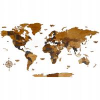 Mapa świata 3d ma ścianę z drewna | ESPRESSO Sikorka 150x70cm
