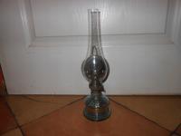 СТАРАЯ СТЕКЛЯННАЯ КЕРОСИНОВАЯ ЛАМПА С ЗЕРКАЛОМ