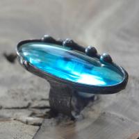 Turkusowy regulowany witrażowy pierścionek