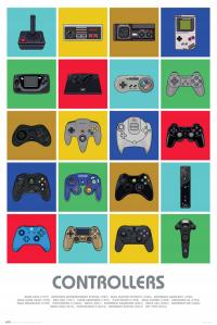 Плакат 61x91, 5 см контроллеры для консолей PS Xbox