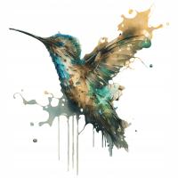 Naprasowanka Koliber, Ptak, Sztuka, Kwiaty 16 Modn Aplikacja Na Odzież