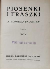 Piosenki i fraszki Zielonego balonika Boy rys. K. Sichulski