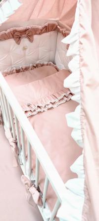 Poszewki z falbanką i koronką 100x135 do łóżeczka - Evlin