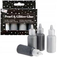 KLEJ BROKATOWY I PERŁOWY 4 SZT BROKAT W TEKTURZE