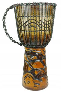 BĘBENEK, BĘBEN DJEMBE WYS. 40cm RZEŹBIONY GEKON