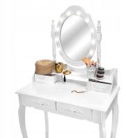 Светодиодный косметический туалетный столик с зеркалом для макияжа белый стул 4 ящика!