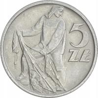 15.PRL, 5 ZŁOTYCH 1960 RYBAK mennicza