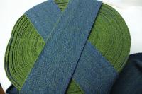 Krajka Ręcznie Tkana, Owijacze 8 cm, NIEBIESKO - ZIELONY, 100% wełna 1 metr