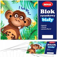 20-карточный блок для рисования, школьный белый формат REXUS A4, меловая обложка