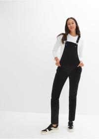 1A2B01 BONPRIX OGRODNICZKI CIĄŻOWE ZE SZTRUKSU ZE STRETCHEM CZARNE 40