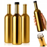 5x BUTELKA ZŁOTA 750 ML PREZENT DIY DOMOWE WINO LIKIER ALKOHOL Z ZAKRĘTKĄ