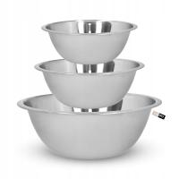 Zestaw misek kuchennych 3 sztuki metalowe na sałatkę ciasto 22cm 24cm 26cm