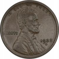 3.vv.USA, 1 CENT 1922 D rzadka