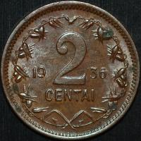 Litwa - 2 Centai 1936 - około menniczy egzemplarz