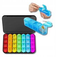 Pojemnik Pudelko Organizer Na Leki Tabletki 7 Dni 21-Przegrodek Czarny