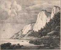 RUGIA. Klif Stubbenkammer, grafika z XIX wieku