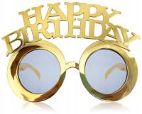 Okulary imprezowe Happy Birthday, złote