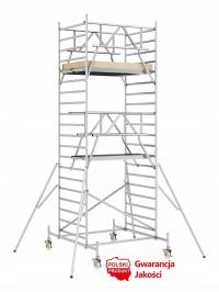 Rusztowanie aluminiowe jezdne 1,5x1,9m wys. rob. 6,3m AKSO Pro S