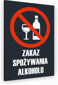 Tabliczka znak informacyjny 20x15 Antracyt ZAKAZ PICIA ALKOHOLU Nierdzewna