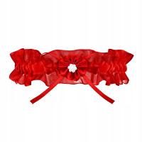 Julimex podwiązka studniówka Fargo tiul perełki 3,5 cm UN czerwony
