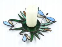 Świecznik witrażowy WAŻKI NIEBIESKIE II