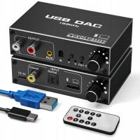 Konwerter audio USB DAC toslink coaxial cinch aux wzmacniacz regulacja bass