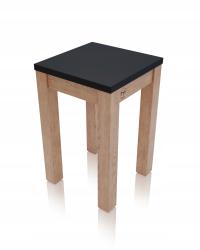 Taboret ERGO TWARDY czarne SIEDZISKO + dębowe NOGI