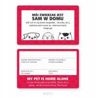 Karta do portfela dla miłośników zwierząt kontakt do opiekuna alarmowy