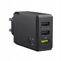 Быстрое зарядное устройство 30W Green Cell 3x USB A адаптер питания для телефона