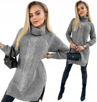 Длинный теплый свитер водолазка женская оплетка модный мягкий стильный