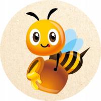 etykiety samoprzylepne FOLIOWE pszczółka pszczoła naklejki 16 sztuk fi 50