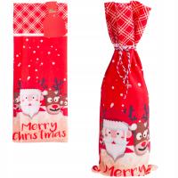 POKROWIEC NAKŁADKA NA BUTELKĘ ŚWIĄTECZNE UBRANKO NA WINO DEKORACJA MIKOŁAJ