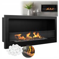 BIOKOMINEK Wiszący z SZYBĄ - SLIM - Czarny strukturalny mat - 84 x 36,3 cm